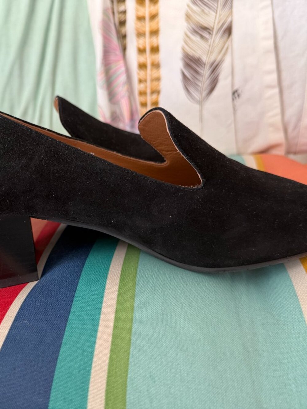 Aquatalia Marsha Water Resistant Suede Square Toe Loafer Pumps 7.5 NWOB